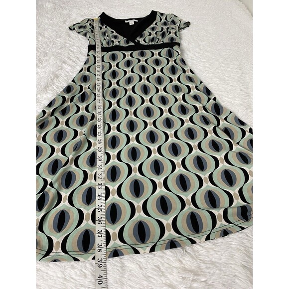 Dressbarn A-Line Dress Women's Size 4 Multicolor Geometric Tie Waist V Neck - Picture 3 of 13